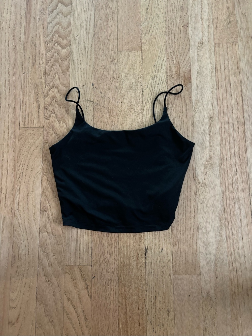Women's Black Spaghetti Strap Crop Tank